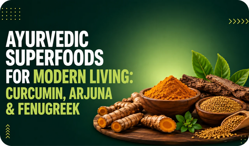 Ayurvedic Superfoods for Modern Living: Curcumin, Arjuna & Fenugreek