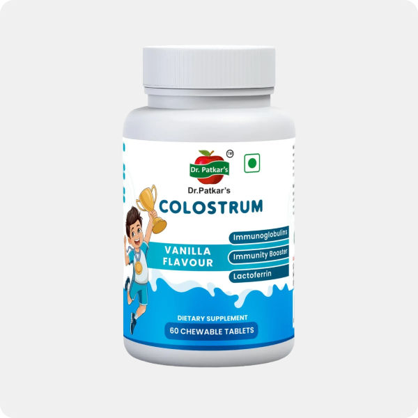 Dr. Patkar’s Colostrum Chewable Tablets – Helps Boosts Immunity & Supports Gut Health High IgG Content Great Taste Daily Wellness Vanilla Flavour-60 Tablets