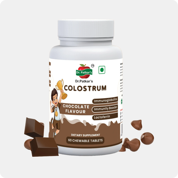 Dr. Patkar’s Colostrum Chewable Tablets – Helps Boosts Immunity & Supports Gut Health High IgG Content Great Taste Daily Wellness Chocolate Flavour-60 Tablets