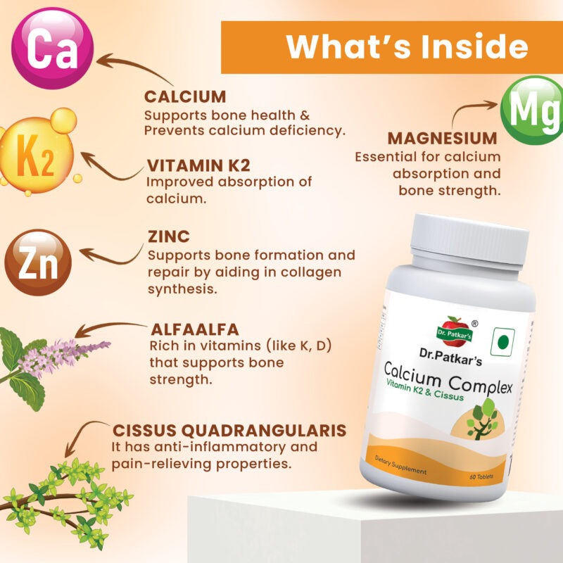 Dr. Patkar’s Calcium Complex with Vitamin K2 and Cissus (60 Tablets) - Image 3