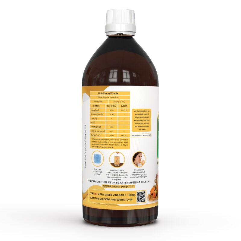 Apple Cider Vinegar with Ginger, Garlic, Lemon, Curcumin & Arjuna 500ml (HRT GOLD) – A Powerful Blend for Inflammation & Wellness - Image 3