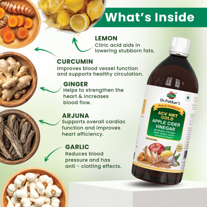 Apple Cider Vinegar with Ginger, Garlic, Lemon, Curcumin & Arjuna 500ml (HRT GOLD) – A Powerful Blend for Inflammation & Wellness - Image 4