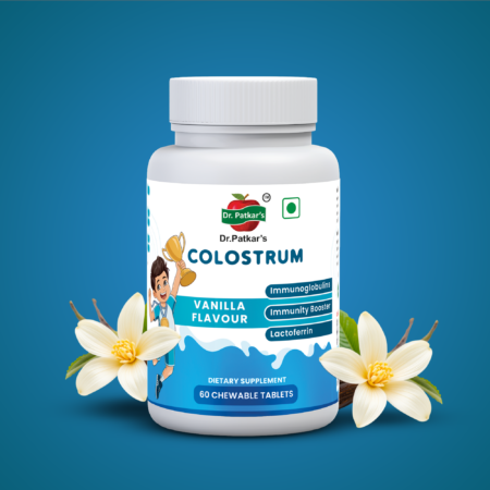 Dr. Patkar's Colostrum Chewable Tablets – Boosts Immunity & Gut Health High IgG Content Great Taste Daily Wellness Vanilla Flavour-60 Tablets