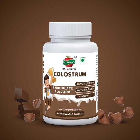 Dr. Patkar’s Colostrum Chewable Tablets – Boosts Immunity & Gut Health High IgG Content Great Taste Daily Wellness Chocolate Flavour-60 Tablets